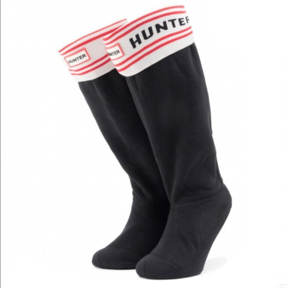 Hunter Black Boot Socks with Red and White Trim - Picture 2 of 3